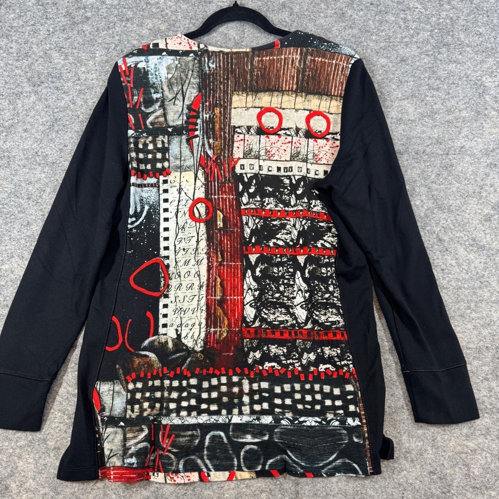 Dolcezza Simply Art Top Size L Abstract Print V Neck Tunic Shirt - Picture 14 of 16